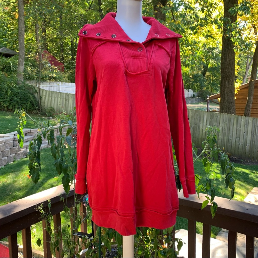 Soft Surroundings Red Pullover Snap Button Collar… - image 1